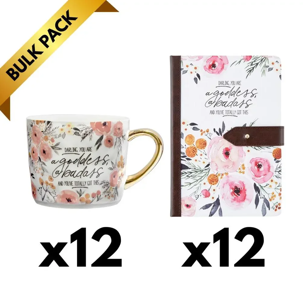 Darling Goddess Empowerment Set — Bulk Lot of 12 Mugs + 12 Journals (Gifting, E